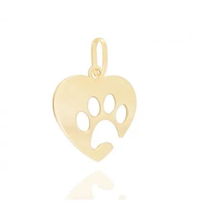 Pingente Patinha Pet Ouro 18 k Peso 0.50 Grama 10 mm