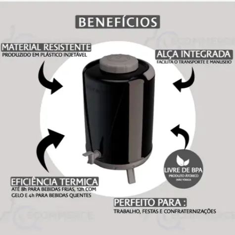 Garrafa Botijão térmico com torneira e alça 10 Litros - Foto 3