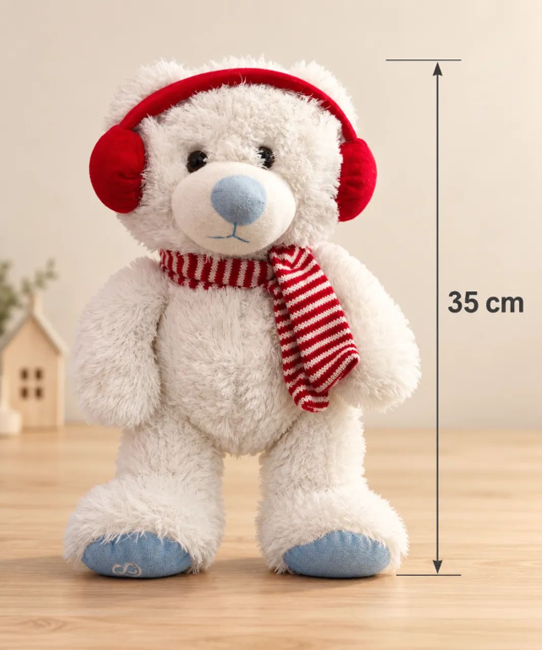 Urso de pelúcia Cacau Show branco com cachecol - Foto 3