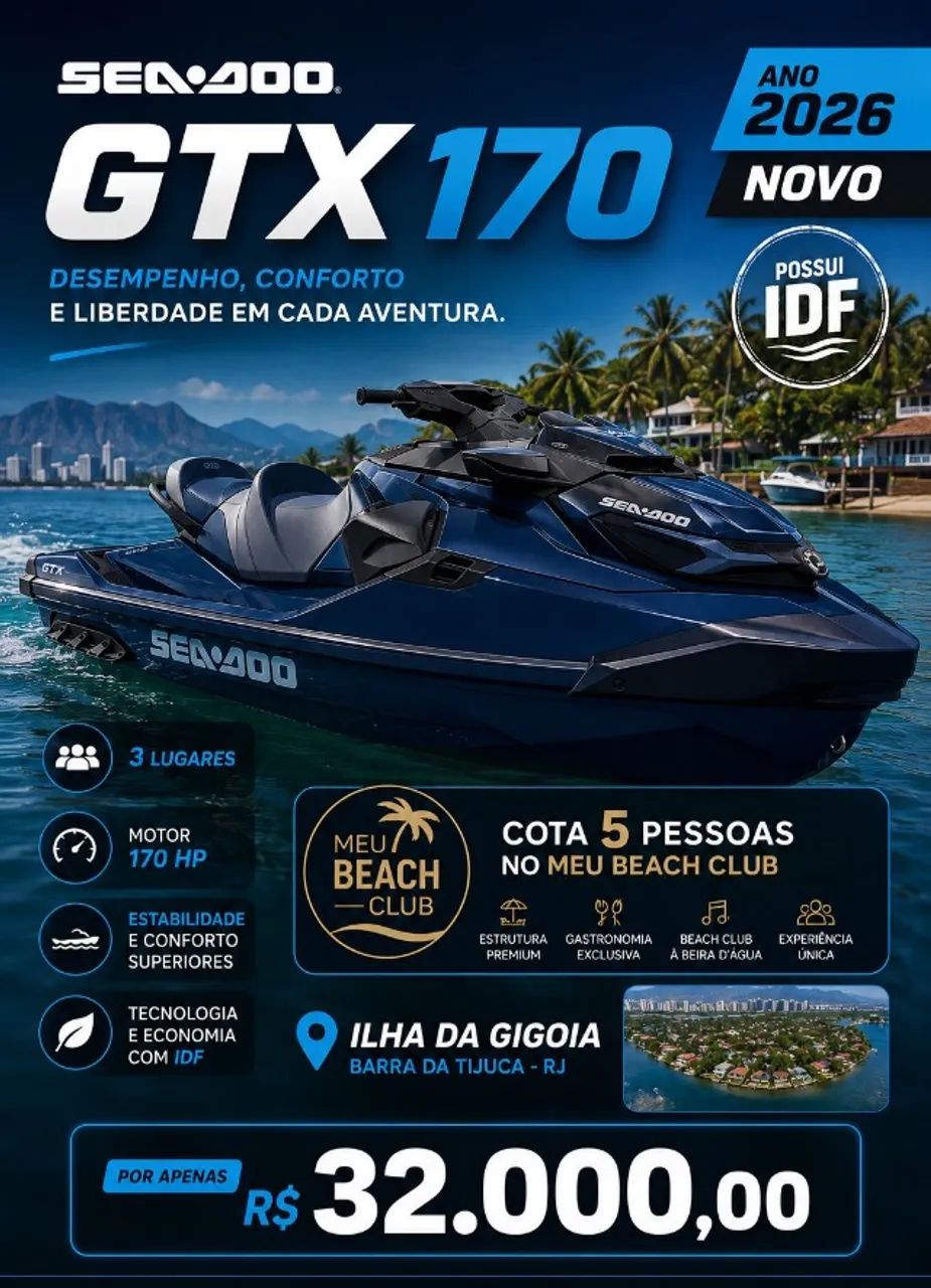 seaページ JetSki SeaDoo GTX 170 2026 Azul Zero - Barcos e aeronaves - Barra