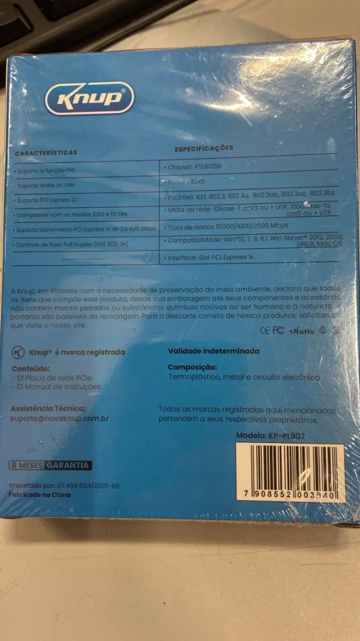 PLACA DE REDE PCI-E 10/100/1000/2500MBPS KNUP PL907 NOVA - Foto 2