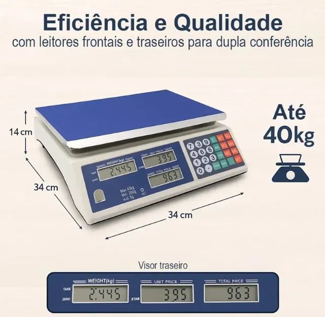 Balança Eletrônica Digital 40kg Precisão Bateria Bivolt nova lacrada - Foto 4