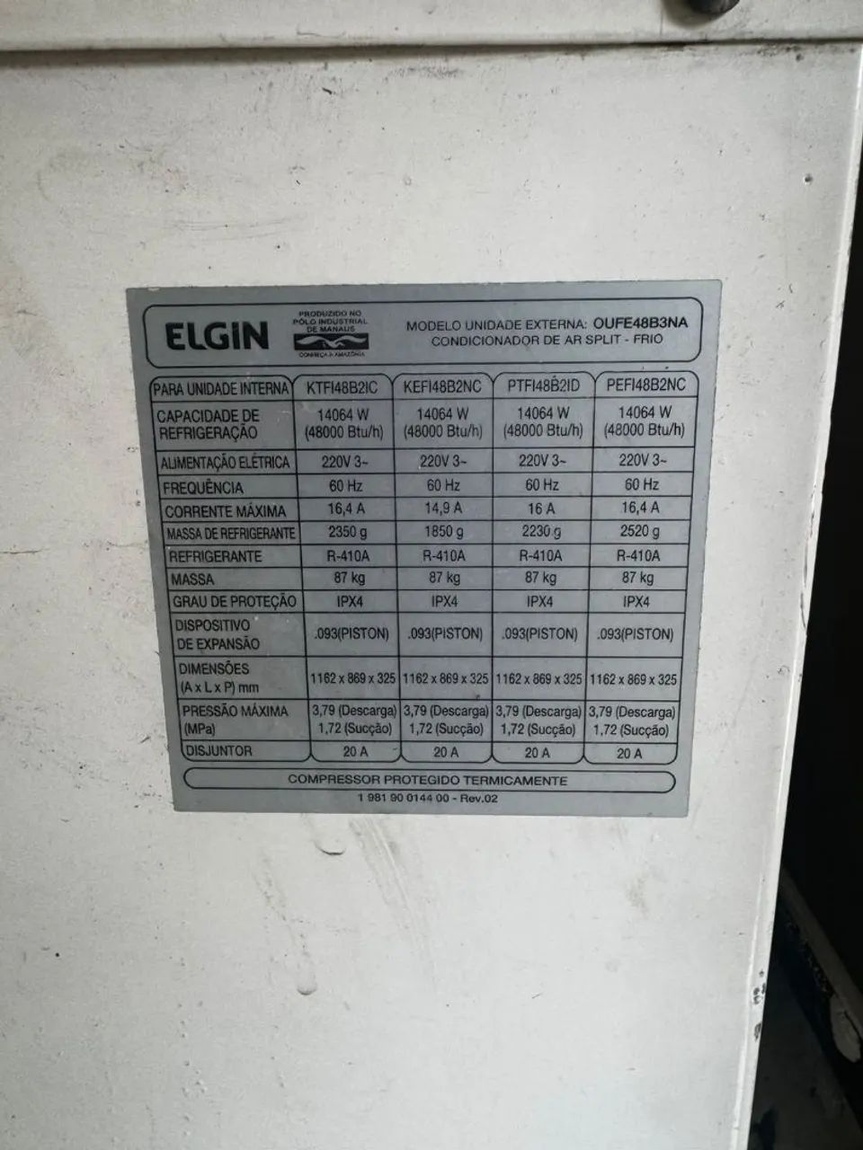 ?Ar Condicionado Split Elgin 48000 BTUs (Unidade Externa)