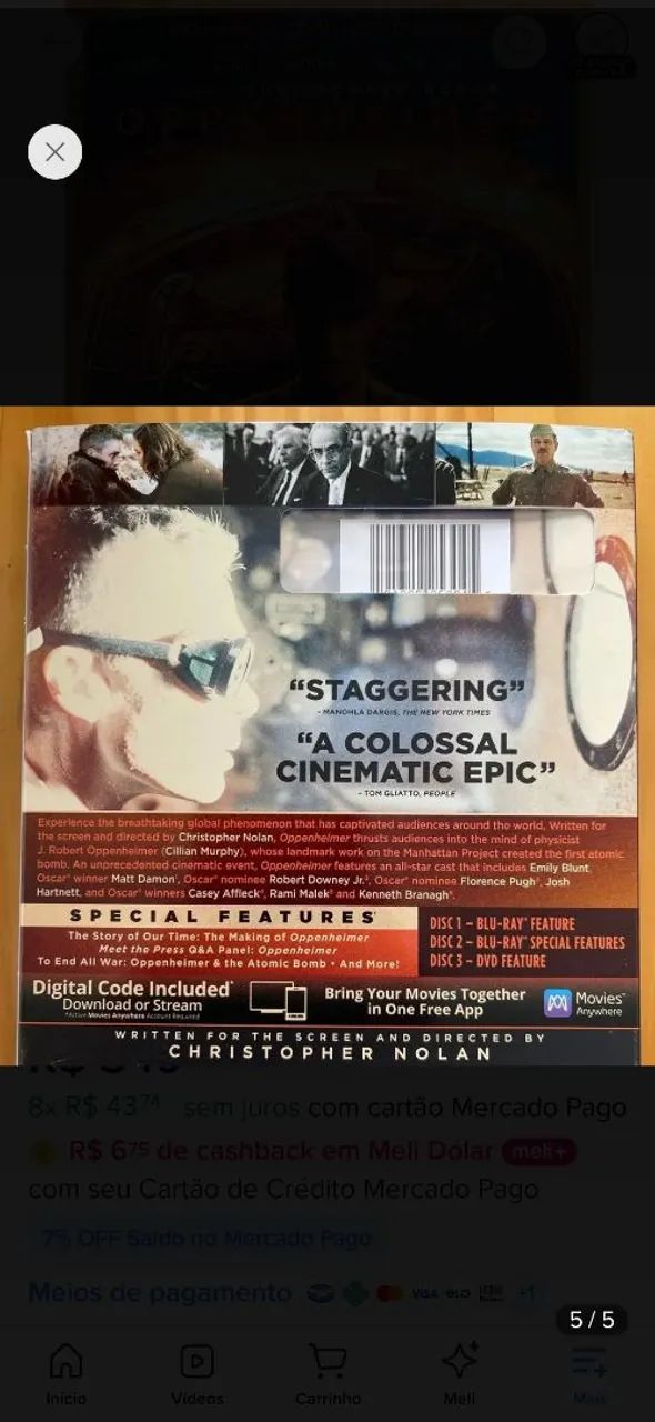 Oppenheimer blu ray Original com luva - Foto 2