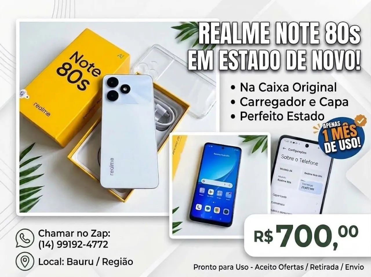 VENDO CELULAR REALME 80S NOTE 