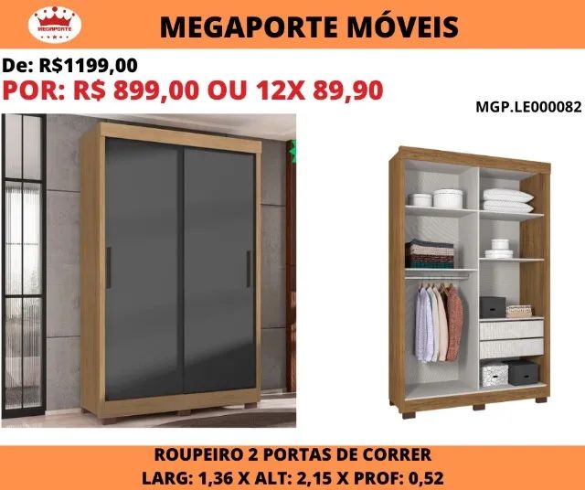 GUARDA ROUPA SOLTEIRO PORTAS DE CORRER  - Foto 2