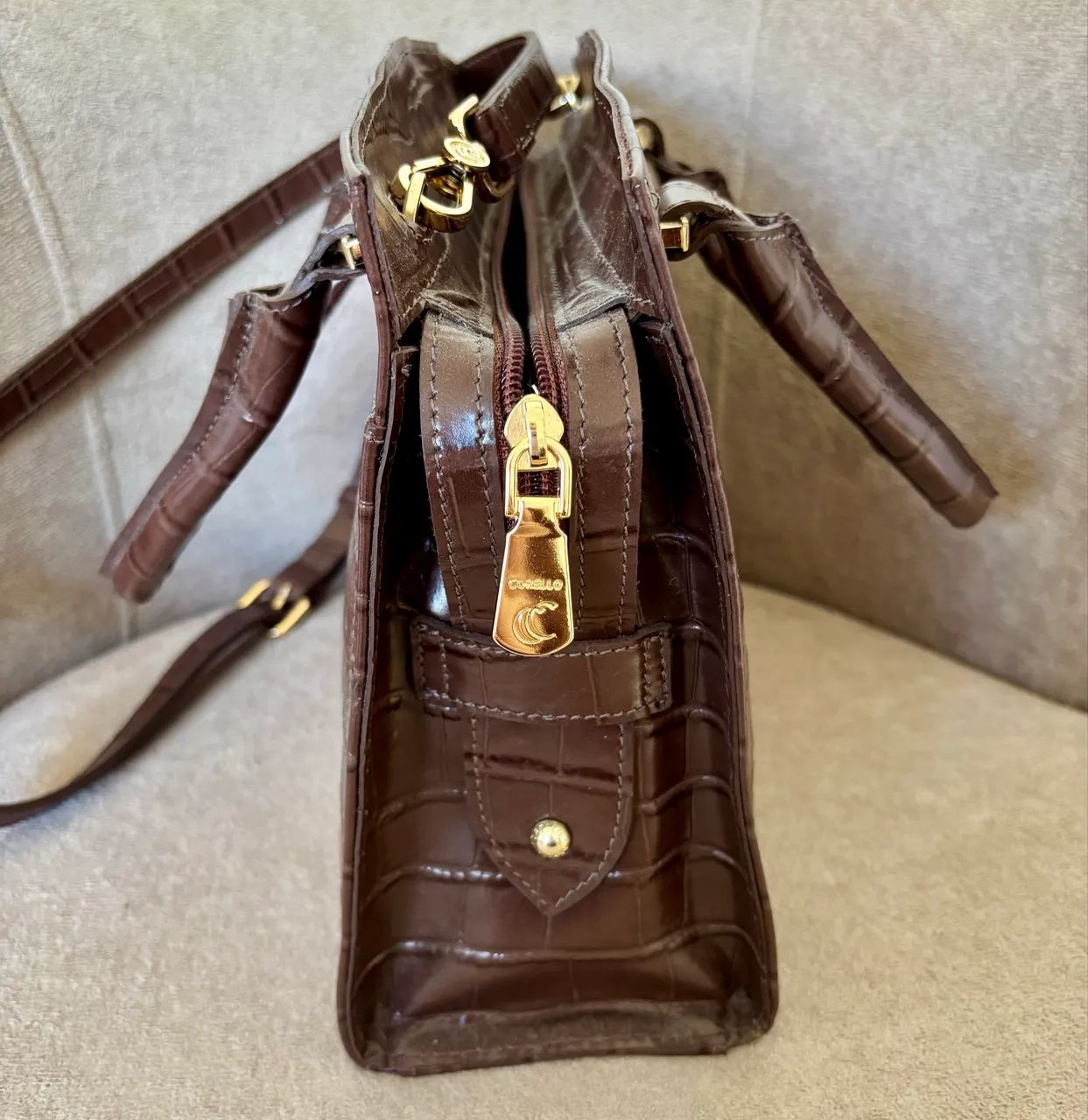 Vendo bolsa nova de couro Croco Corello! - Foto 4