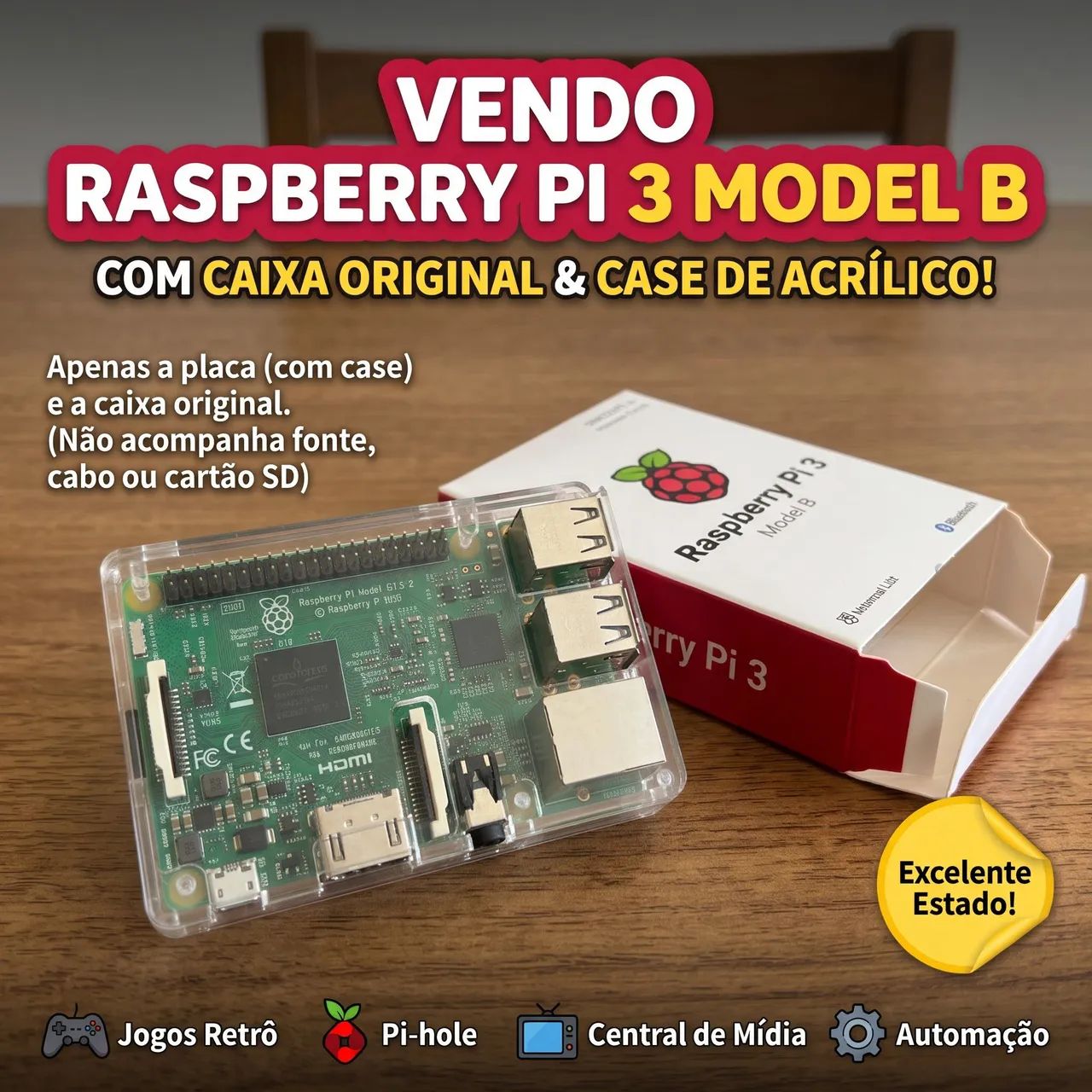 Raspberry Pi 3 Model B com caixa original
