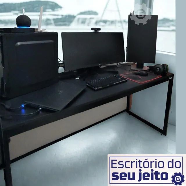 Escrivaninha Reforçada 1,5m NOVA Mesa Industrial Birô Multiuso Computador Notebook Estudo - Foto 2