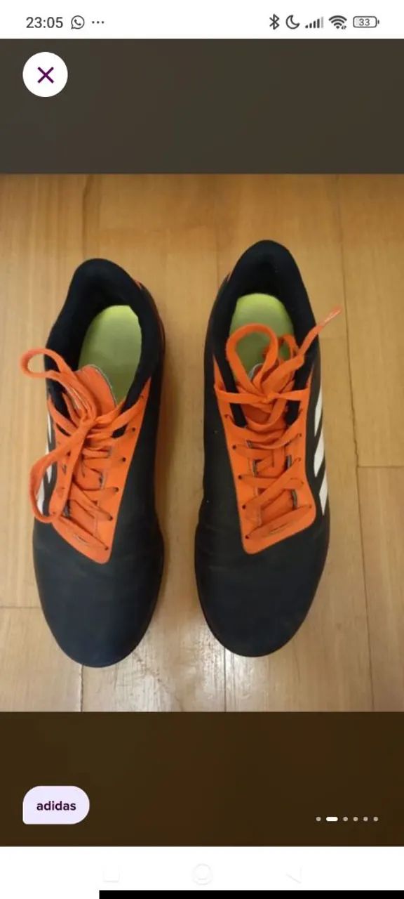 chuteira society adidas predator artilheira 24 unissex - preto+laranja - Foto 2