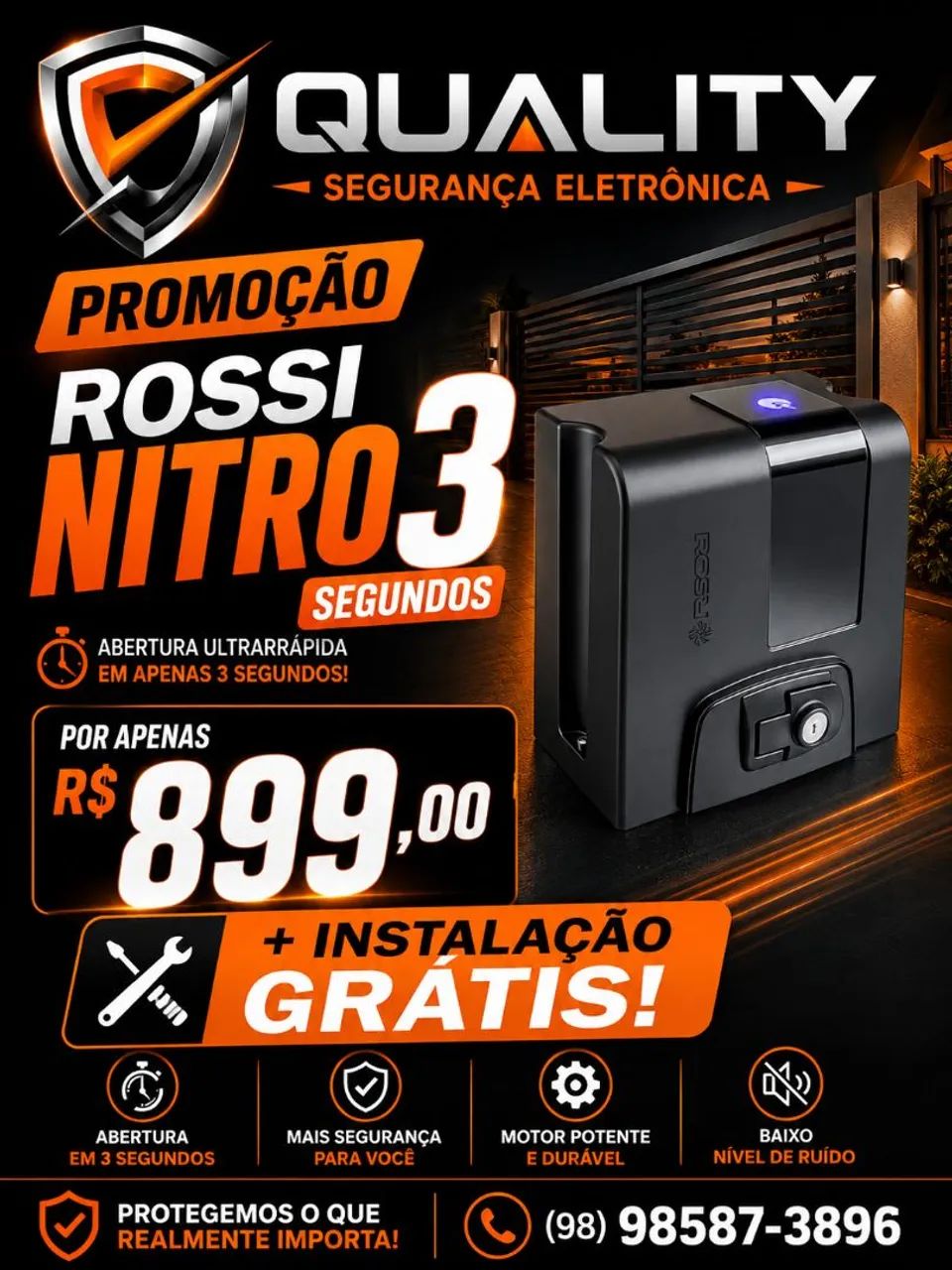 Promoção motor Rossi nitro 3 segundos 