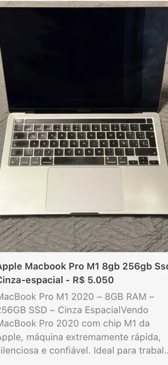 Mac Book pro MI 2020- 8 GB RAM- 256GB SSD  - Cinza Espacial
