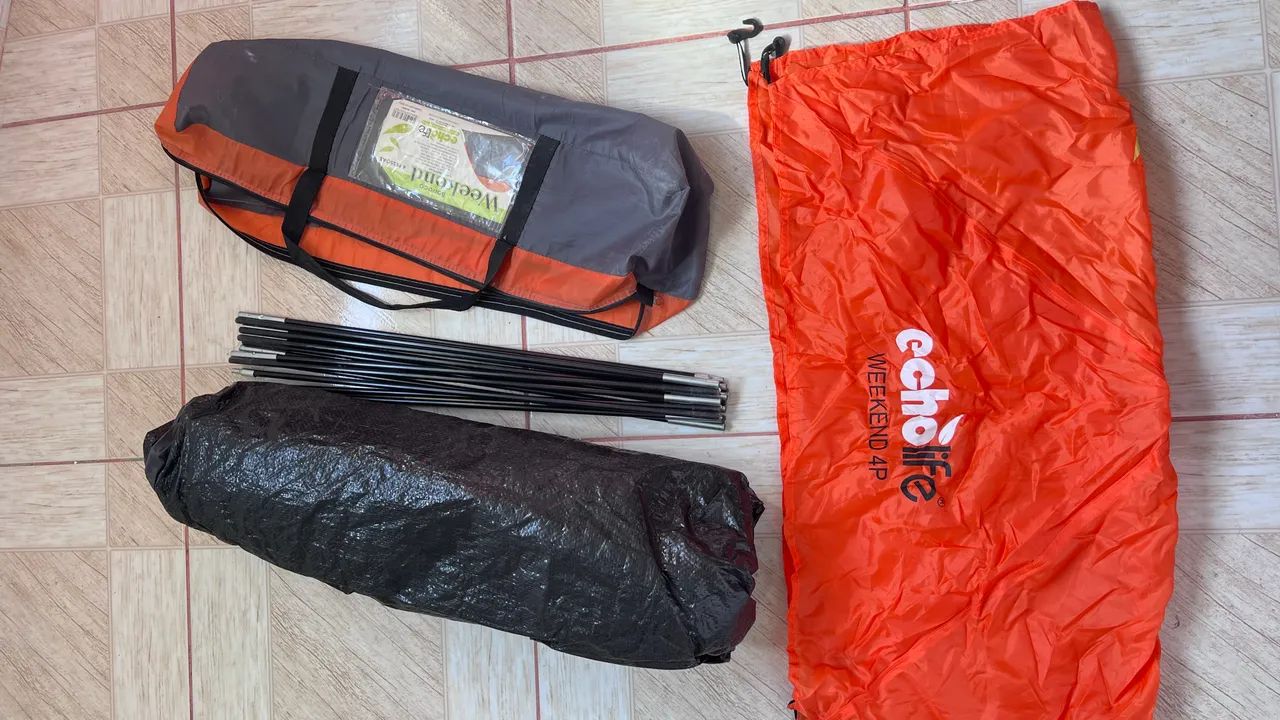 Barraca Camping Echolife Weekend 4 Pessoas - Laranja e Cinza (Completa)