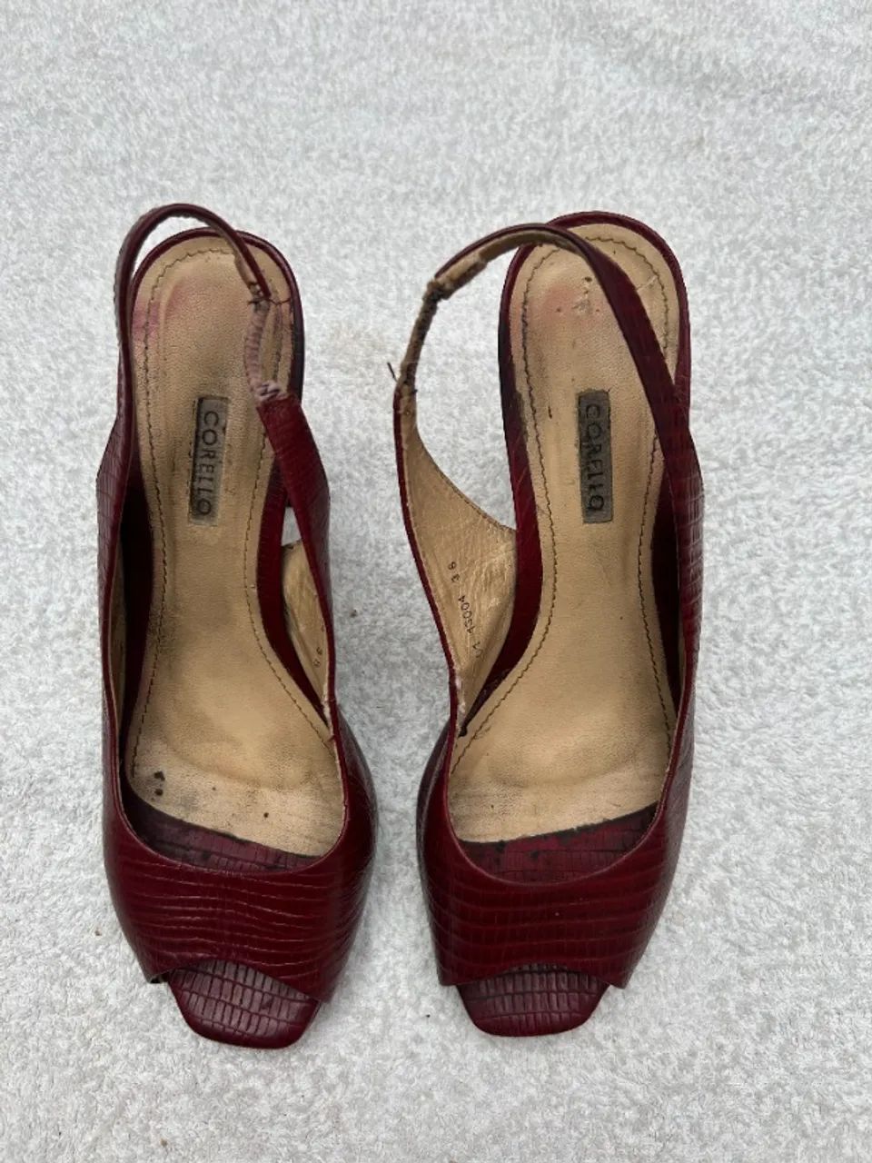 peep toe corello slingback vinho croco 38 - Foto 4