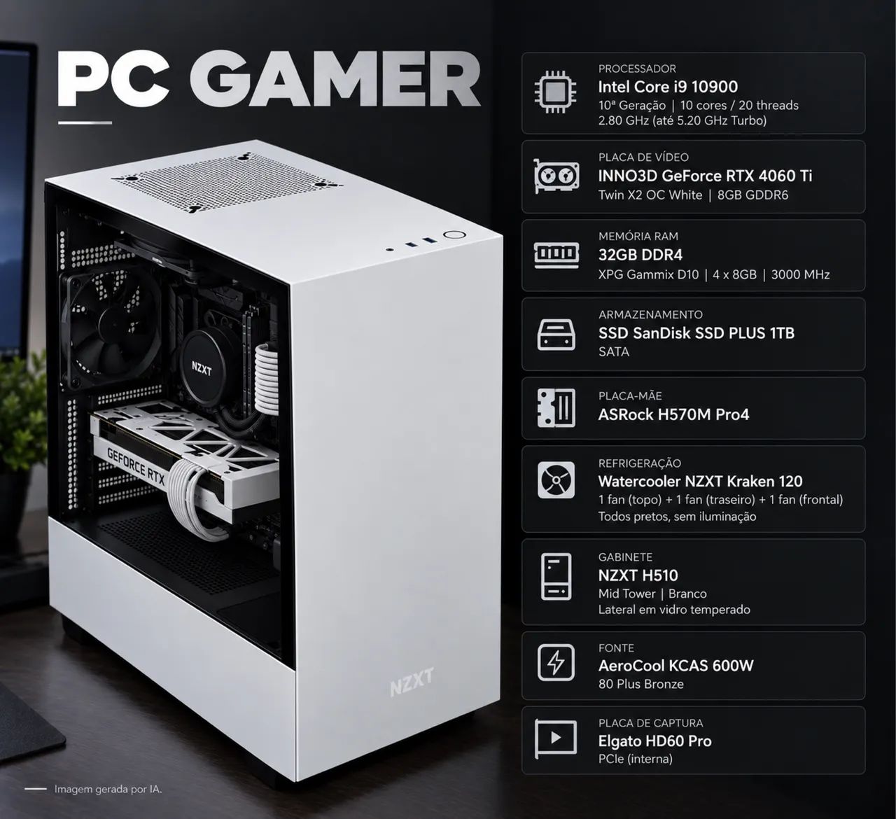PC Gamer RTX 4060 ti - Foto 2