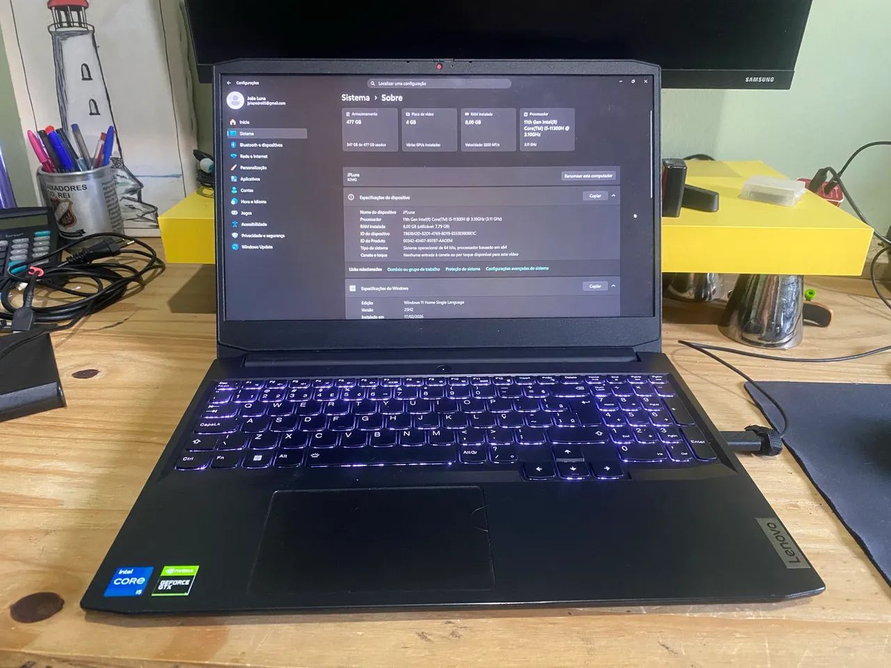 NOTEBOOK GAMER LENOVO IDEAPADGAMING I3  - Foto 2