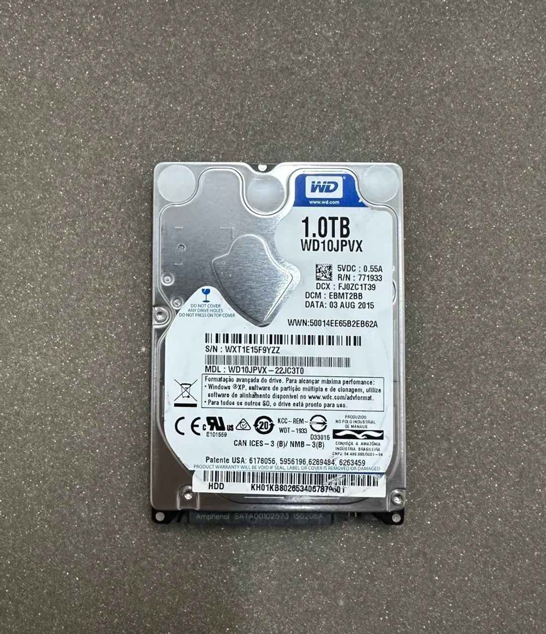 HD Western Digital Blue 1tb 2,5 polegadas Sata