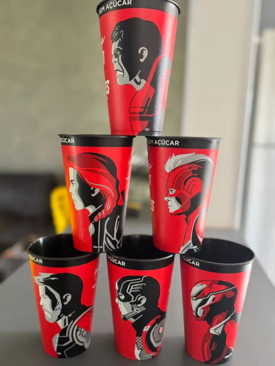 6 Copos Coca-Cola Vingadores Ultimato Colecionáveis (2019)