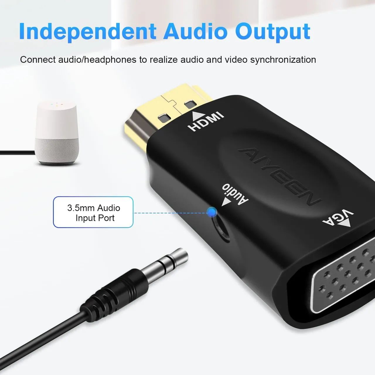 Adaptador conversor HDMI para VGA com interface de áudio  - Foto 3