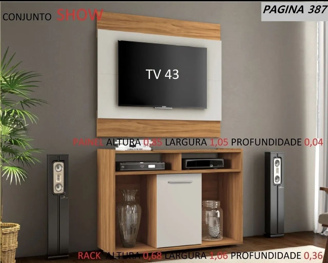 Conjunto rack com painel 