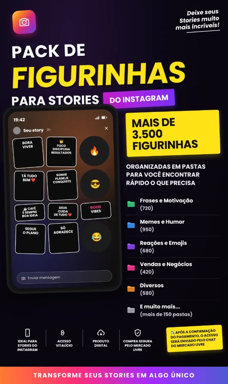 pack de figurinhas para engajar seus stories