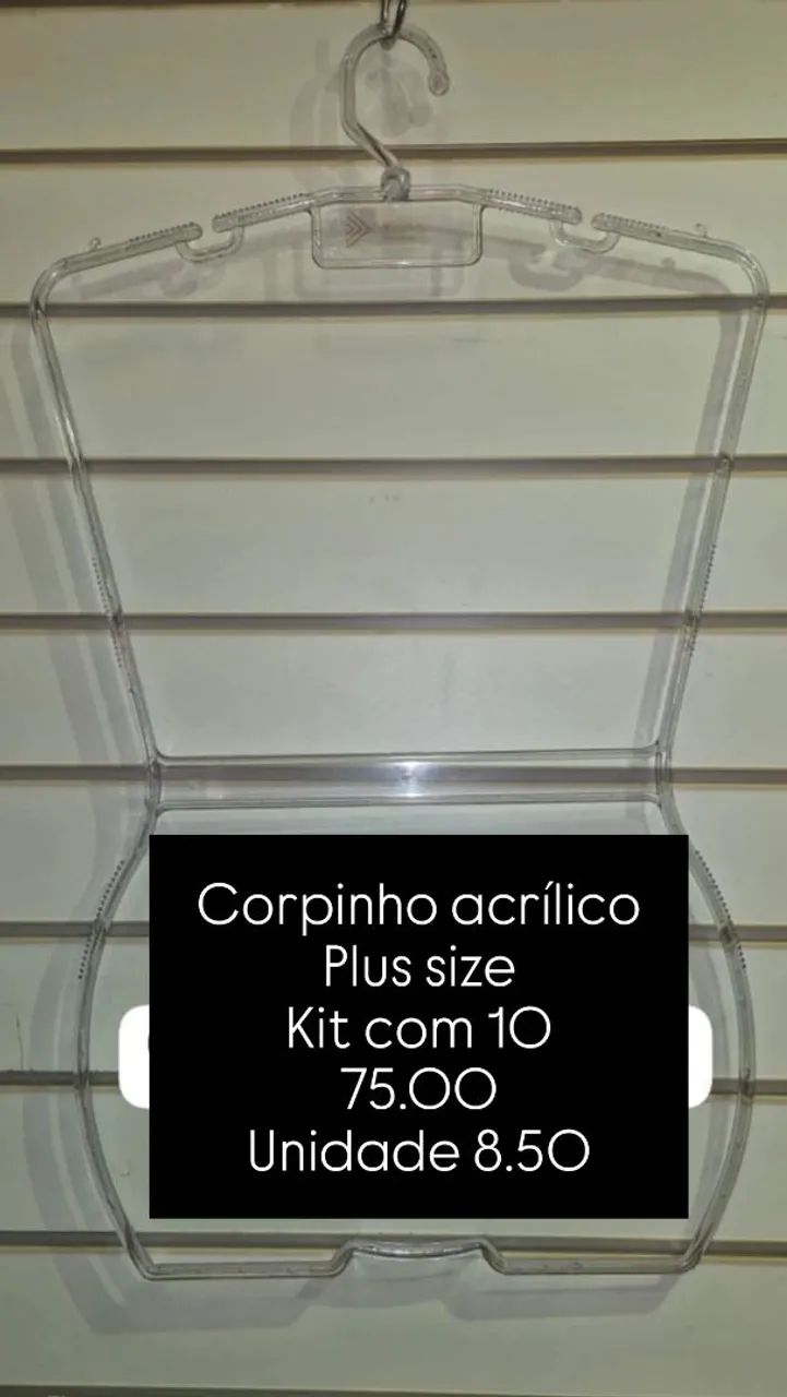 Cabides acrílico silhueta plus size