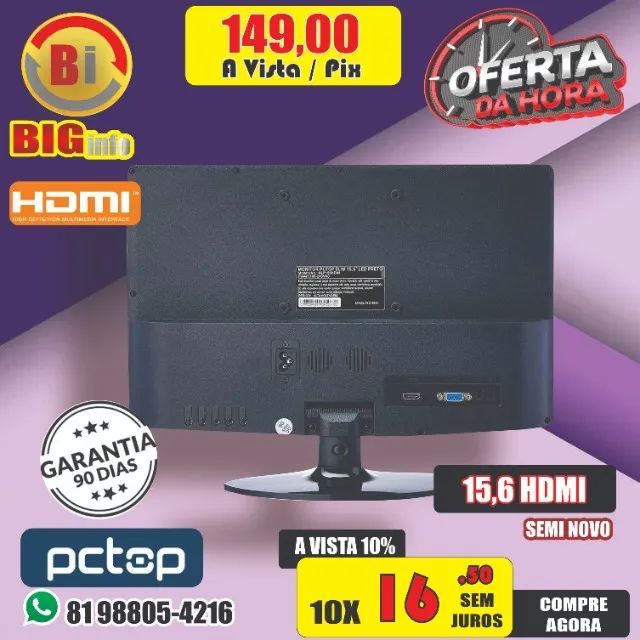 Monitor 15.6 Polegadas Led, Widescreen, Hd, HDMI - Em ate 10x Fixas  - Foto 4