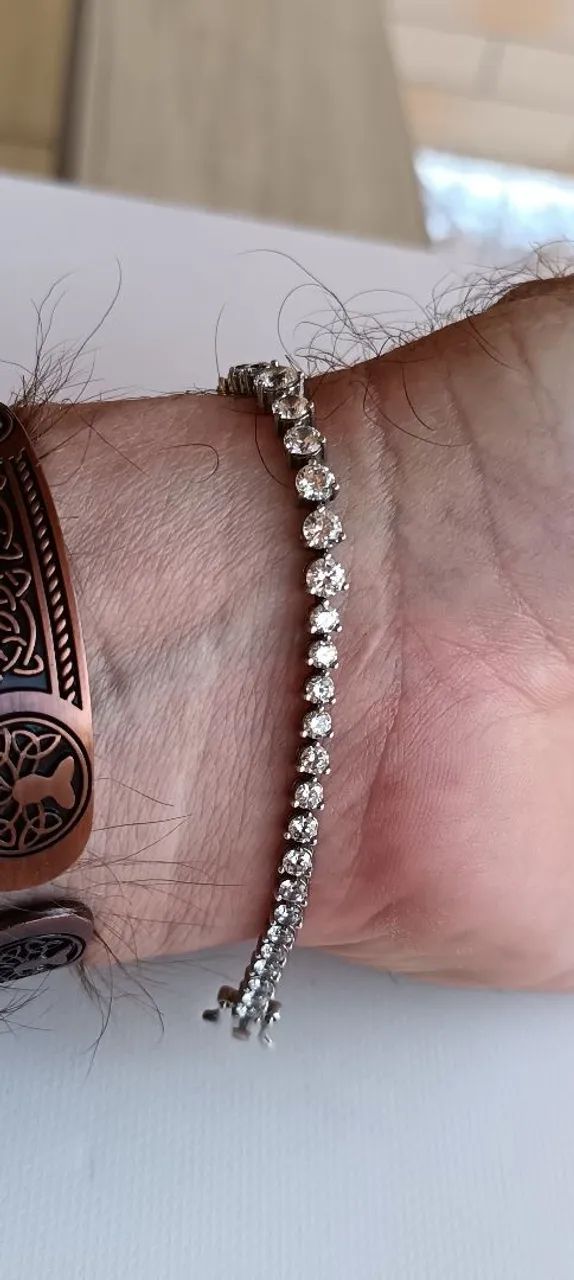 Pulseira de prata riviera - Foto 4
