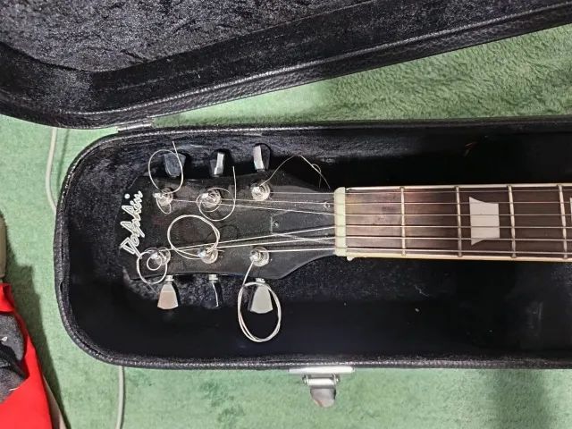 Guitarra Les Paul Dolphin Preta + Case Rígido Ótimo Estado - Foto 5