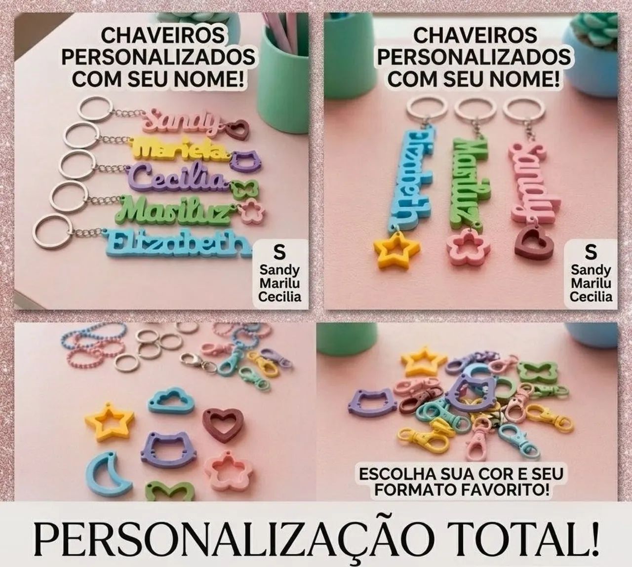 Chaveiro com nome personalizável 