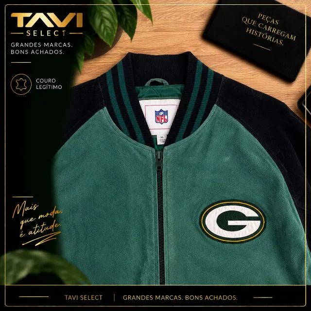 Jaqueta Green Bay Packers NFL em Couro - Foto 5