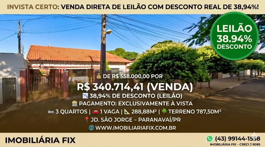 ? PARANAVAÍ - Casa no Jd. São Jorge