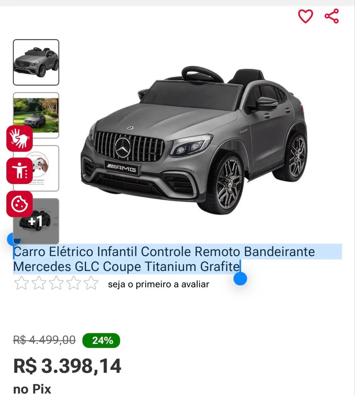 MERCEDES GLC COUPE - ELÉTRICO/COM CONTROLE