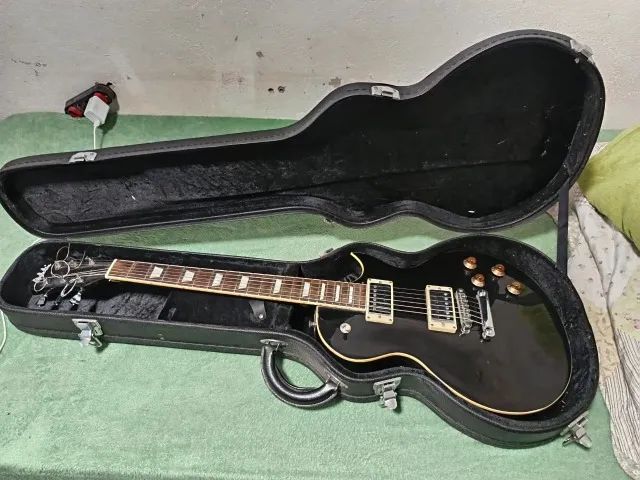 Guitarra Les Paul Dolphin Preta + Case Rígido Ótimo Estado - Foto 2