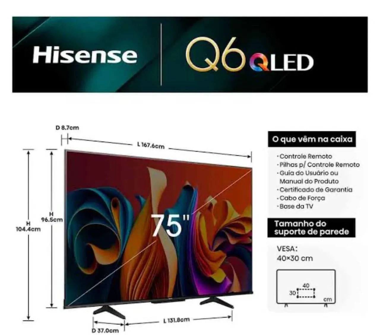 Tv 75 polegadas hisense QLED Nova lacrada 