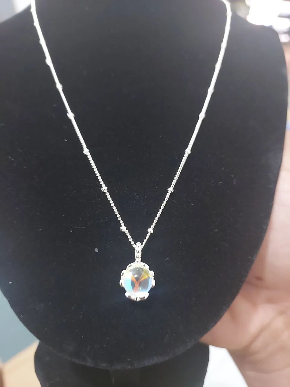 Colar em prata esterlina com pedra da lua - Foto 3