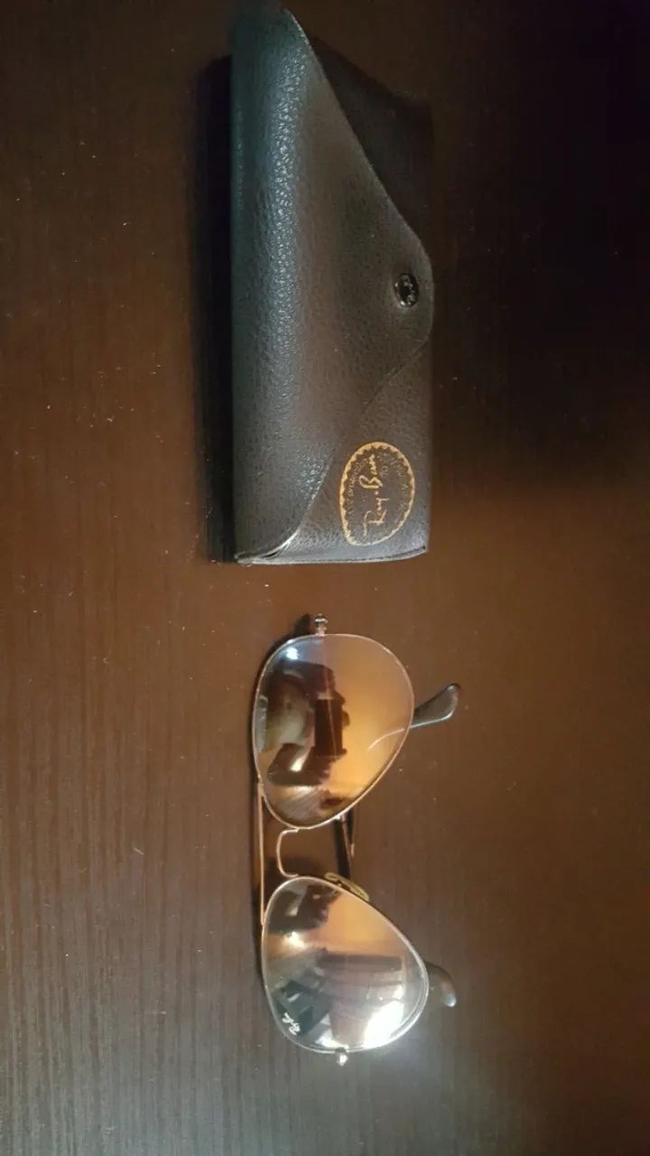 ray ban aviador marrom médio original no estojo - Foto 3