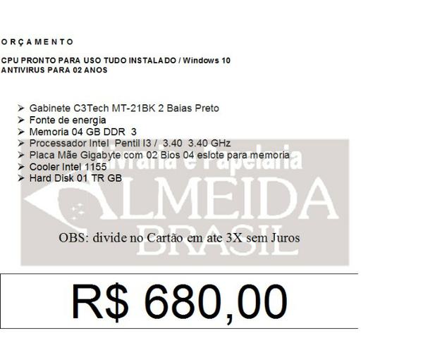 Computador i3 3.40ghz
