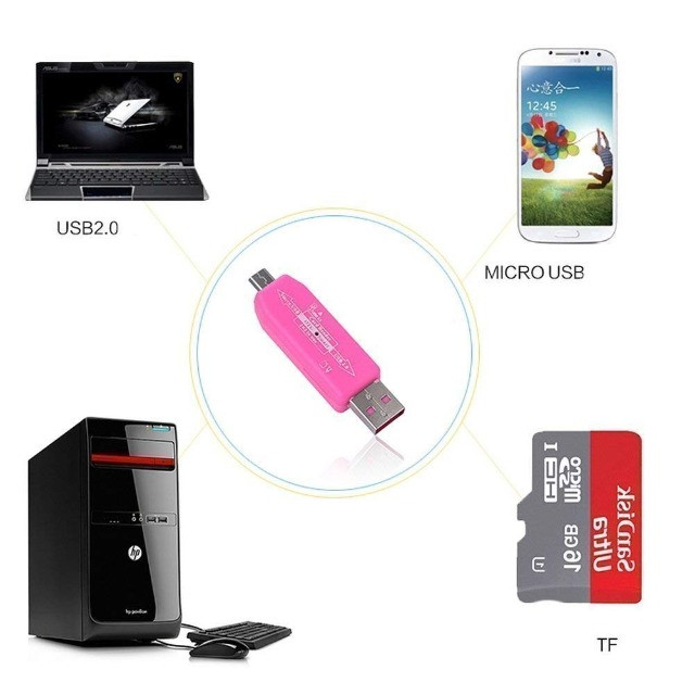 Otg Smart Card Reader 2.0 Hub para USB e Micro SD - Foto 4