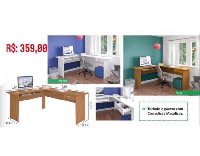 Mesa de canto formato L