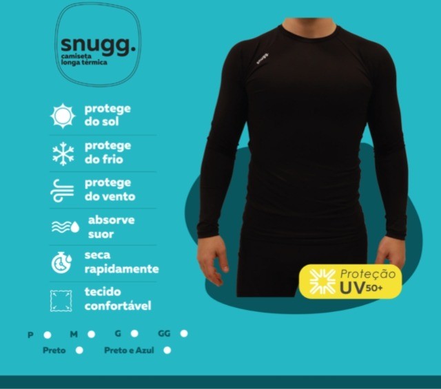 Camiseta Térmica Manga Longa Proteção Solar UV50+Dry da Snugg QR Code - Foto 5