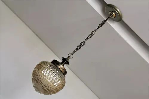 Lustre Cristal Bico Jaca Ambar e Metais Bronze - Anos 60