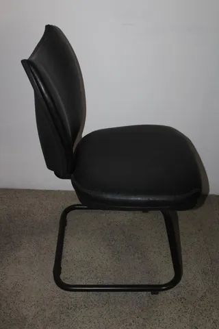 Cadeira de Escritório Fixa em Metal / Couro Ecológico Preto 87 cm x 47 cm x 55 cm