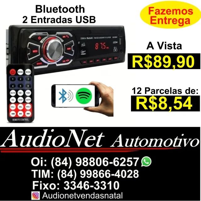 Promoção Auto Radio Com Bluetooth Fm 2 Usb Mp3 pendrive Som Carro Veicular Toca Cd Player