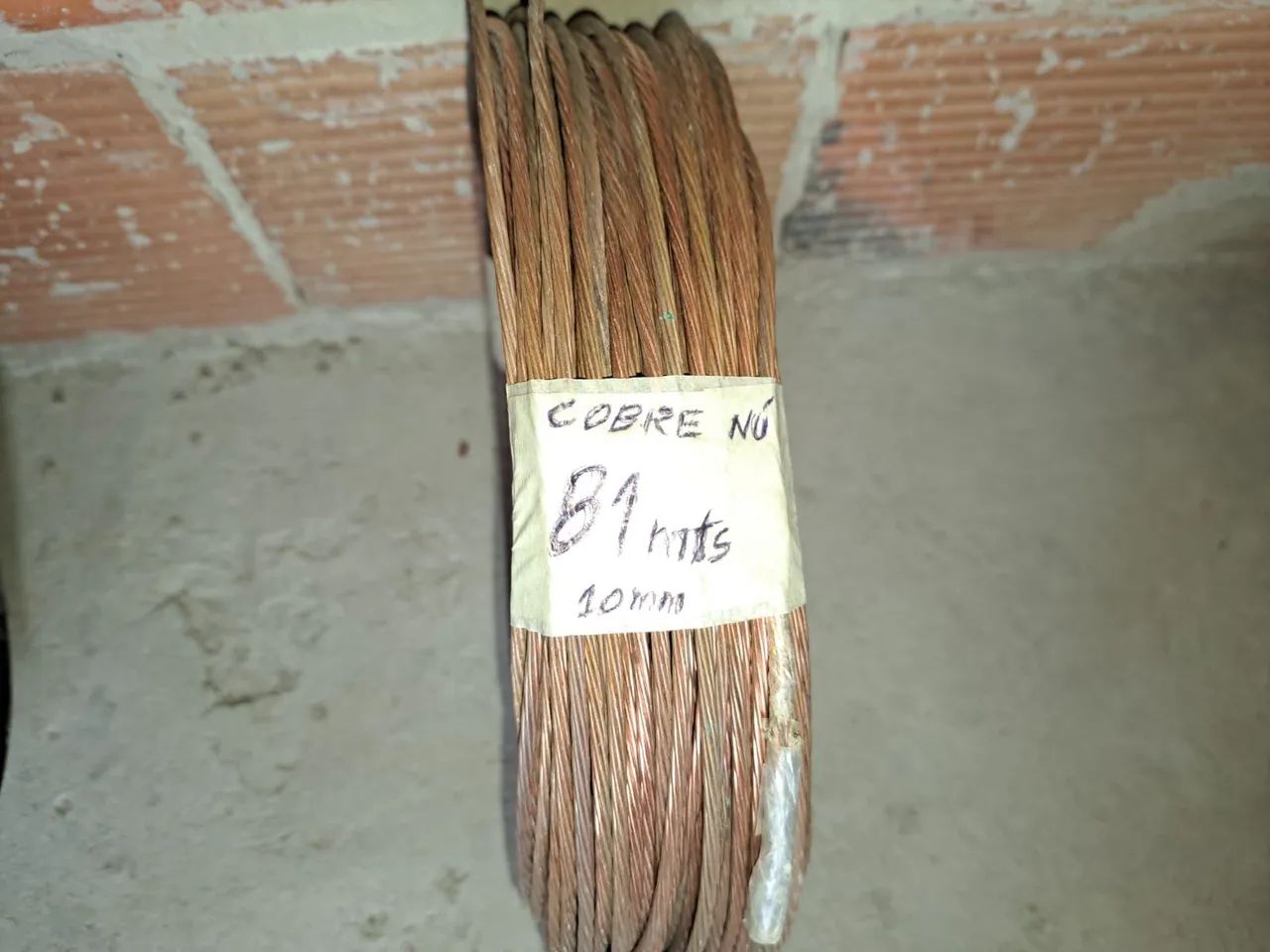 81 metros de cobre nu 10mm pra aterramento e sistema de equipontencializacão