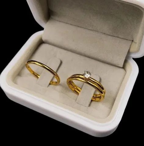Pares de alianças banhados a ouro18k  - Foto 4