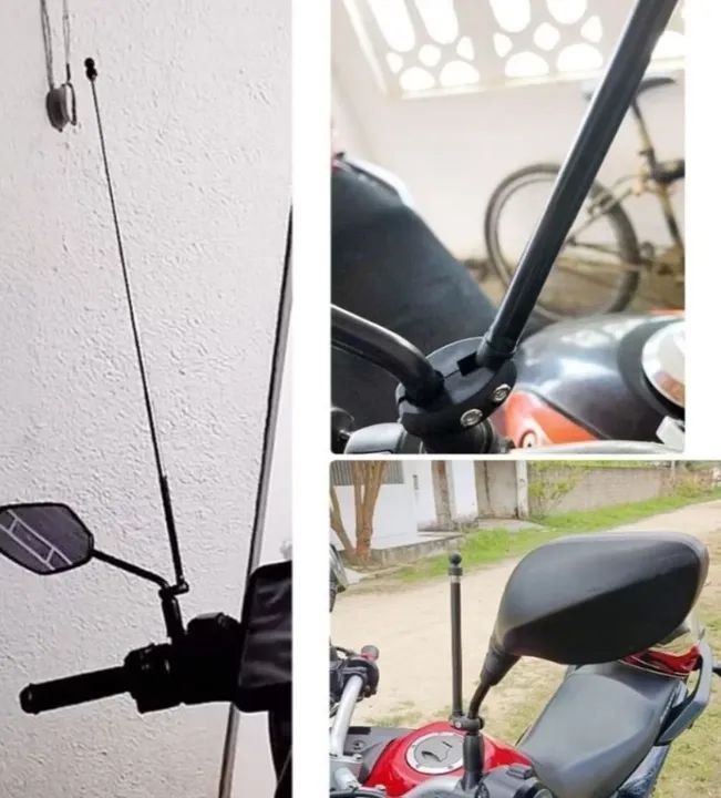 Antena retrátil para moto corta pipa corta linha cerol em aço inox - Foto 4