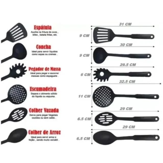 6 Peças - Kit de colheres e concha e utensílios para cozinha - Foto 3