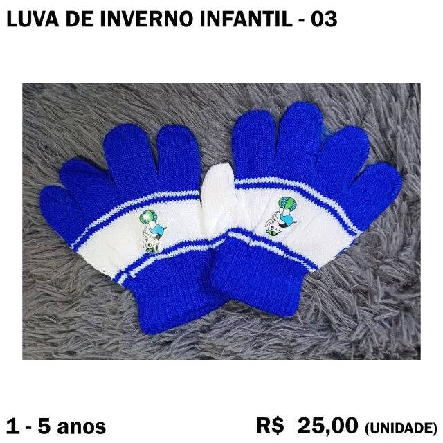 Luva de Frio Azul Infantil de 1 a 5 Anos