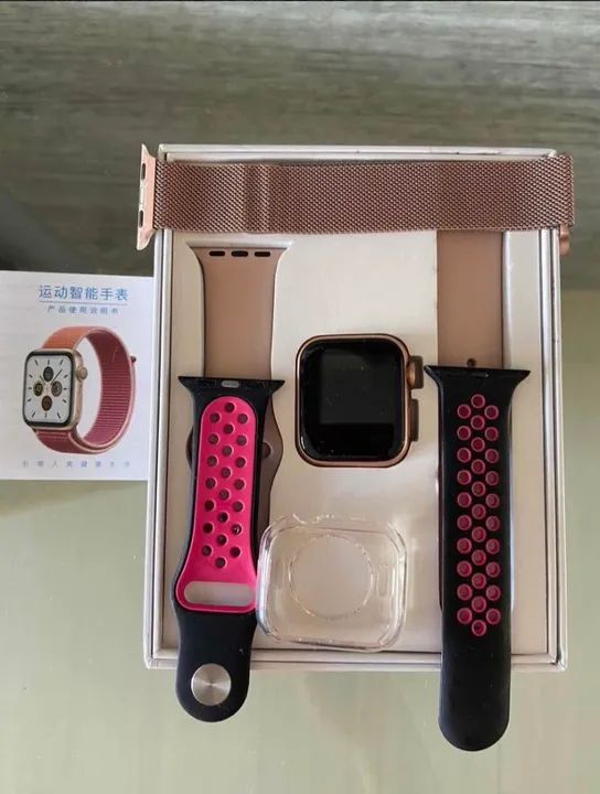 Smartwatch Iwo12 40mm Série 5 + 3 pulseiras + Case 